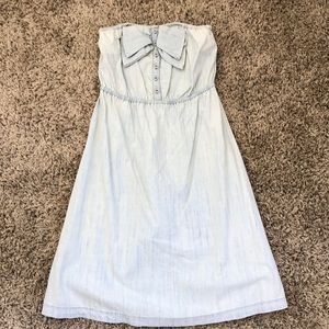 Chambray strapless dress